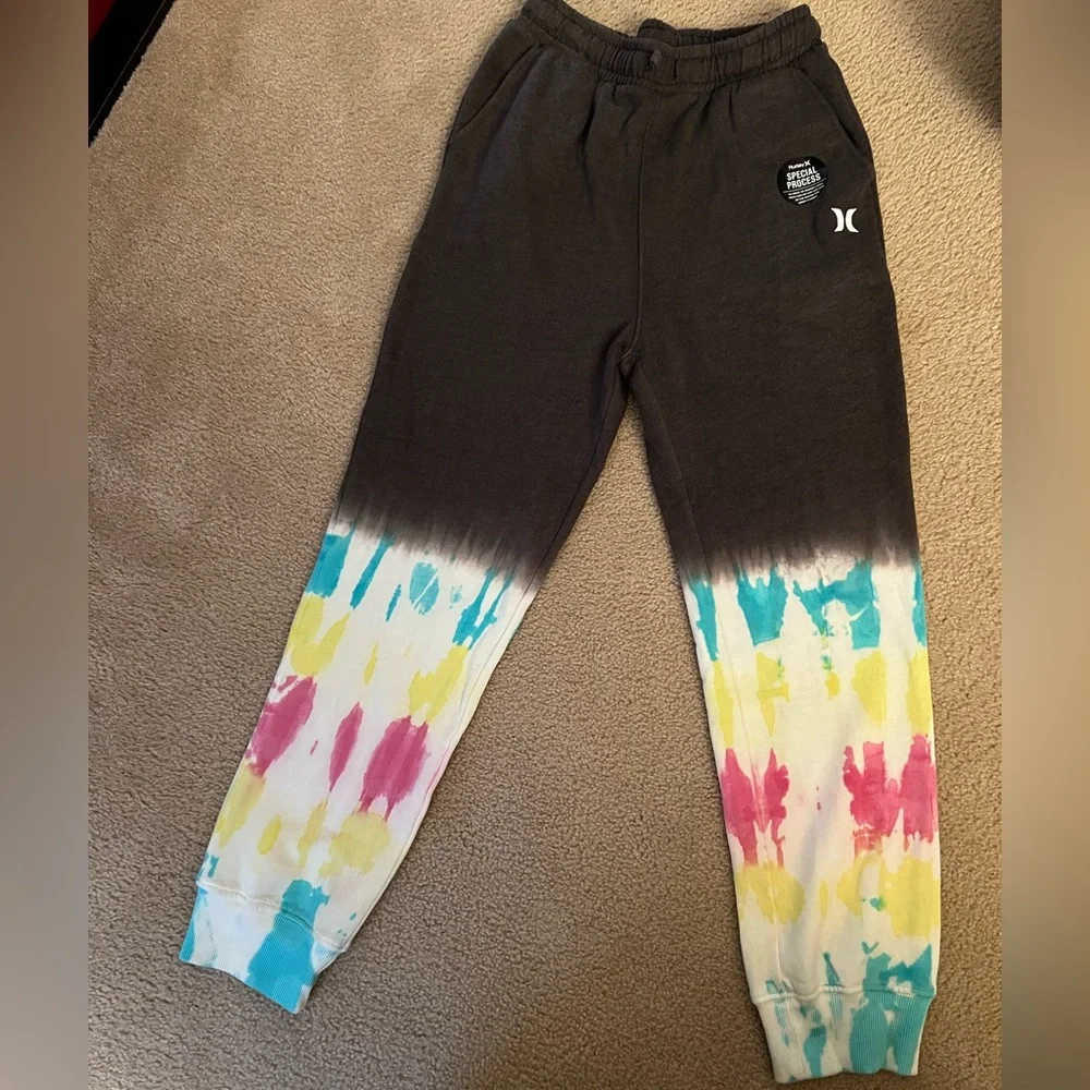 NWT Hurley Gender Neutral Kids Tie dye Dip Bottom Joggers - Picture 1 of 6